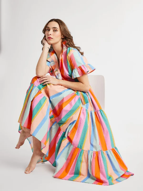 Victoria Dress in Confetti Stripe