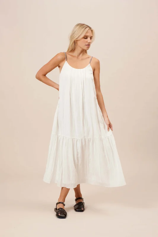 White Flowy Tiered Dress