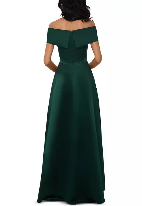 Emerald Green Samaya Off Shoulder Satin Gown