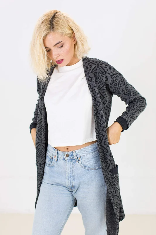 Cardigan Mona in Black Aztec