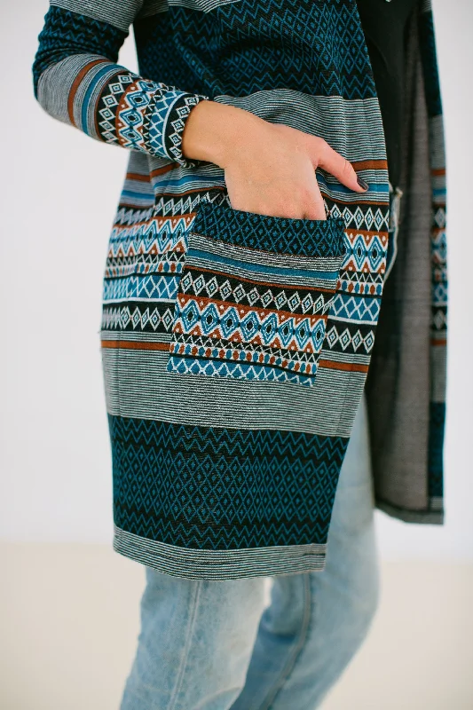 Cardigan Mona in funky aztec