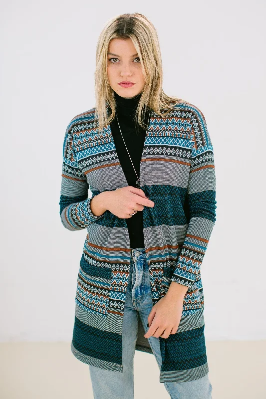 Cardigan Mona in funky aztec