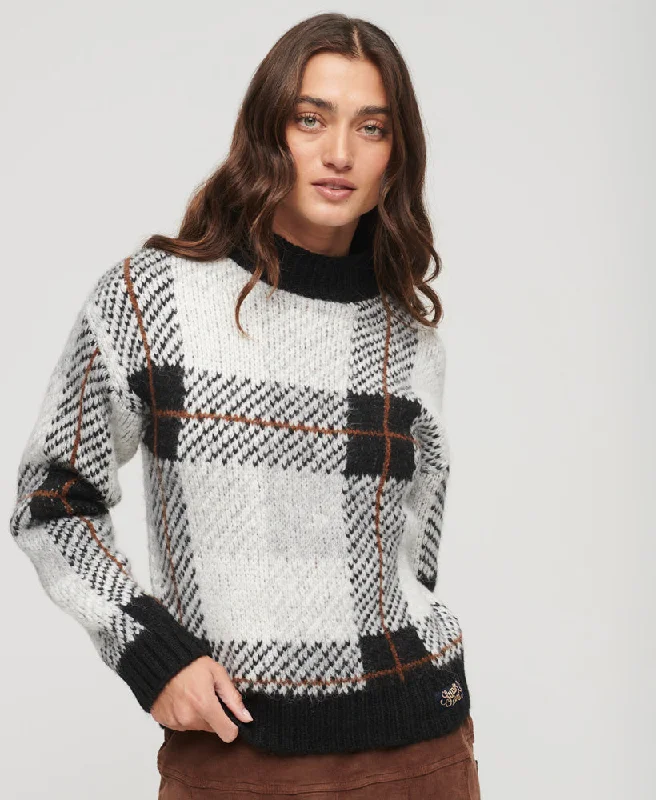 Boxy Pattern Knit Jumper | Mono Check