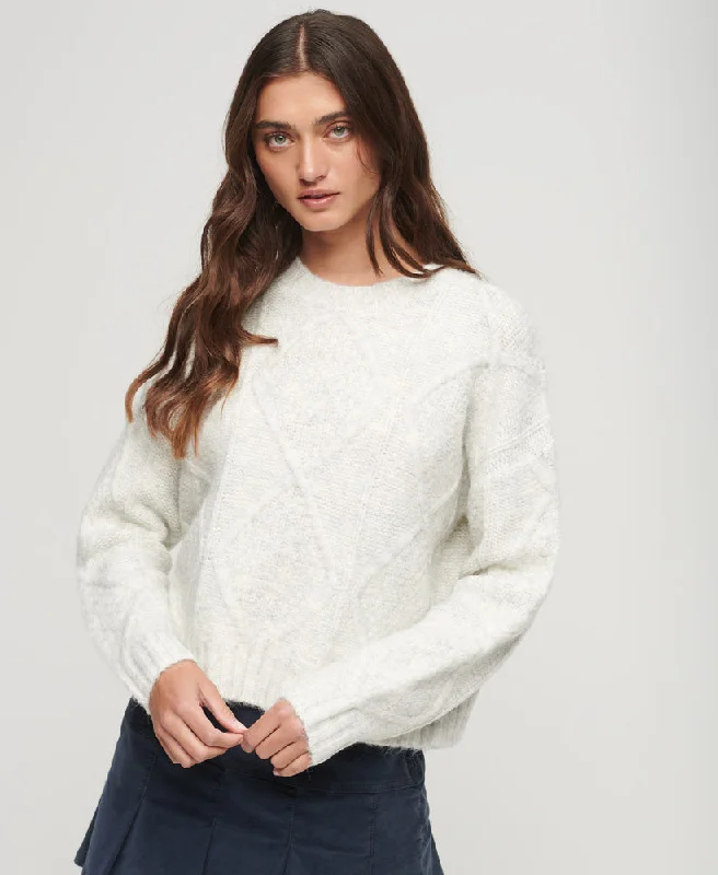 Chunky Cable Knit Jumper | Ice Marle Grey