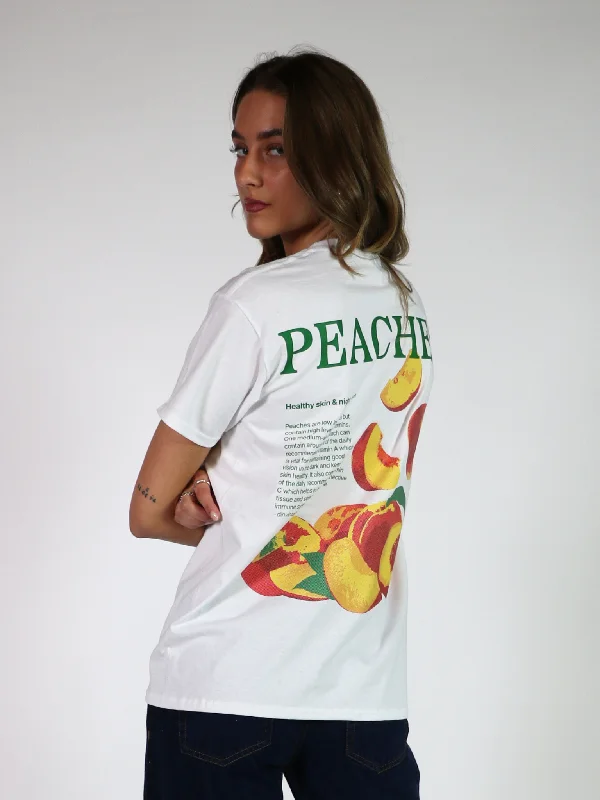 PEACHES (rygprint) T-SHIRT - HVID