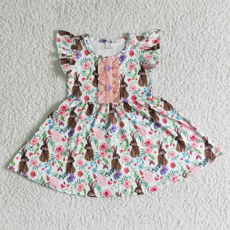 Easter rabbit flutter sleeve Dresses