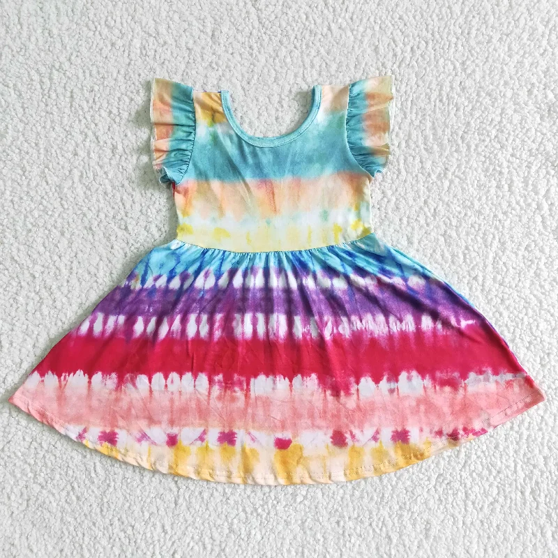 Colorful flutter sleeve Dresses