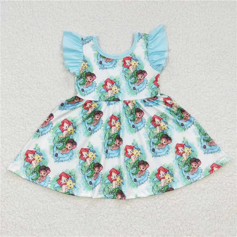 Cartoon mermaid flutter sleeve Dress GSD0209