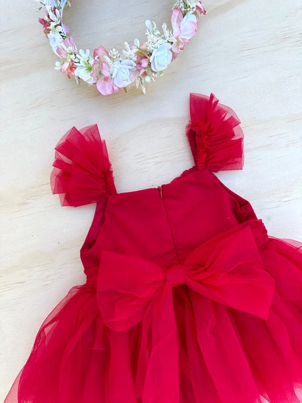 Chloe Red Flutter Sleeve Romper