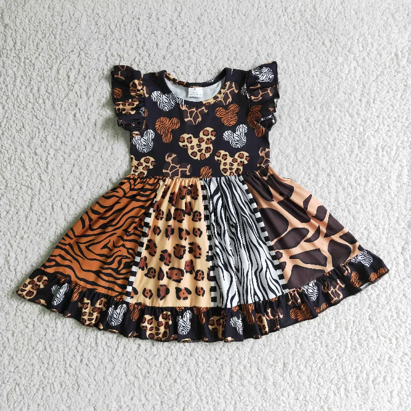 Cartoon leopard patchwork Dress D8-30