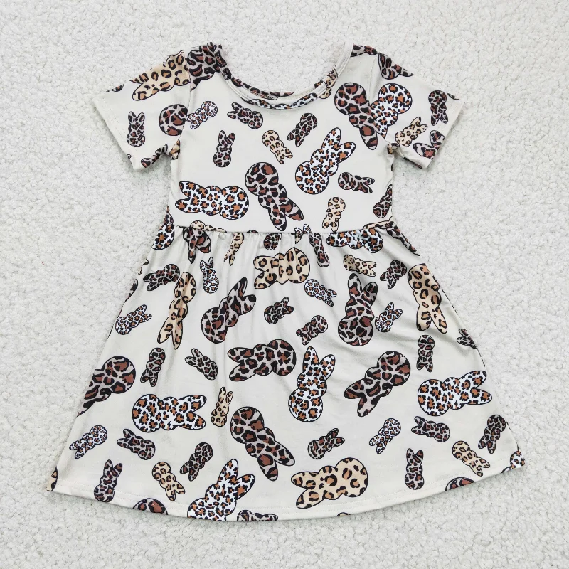 Easter Day Leopard Bunny print Dress GSD0227