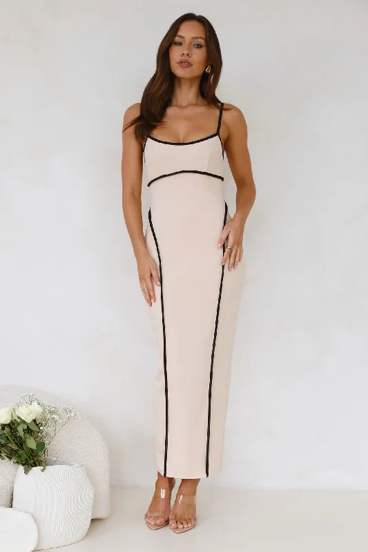 Elite Touch Maxi Dress Beige