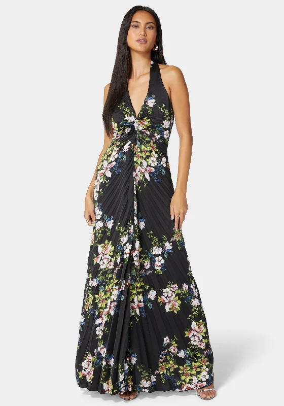 Estelle Pleated Satin Maxi