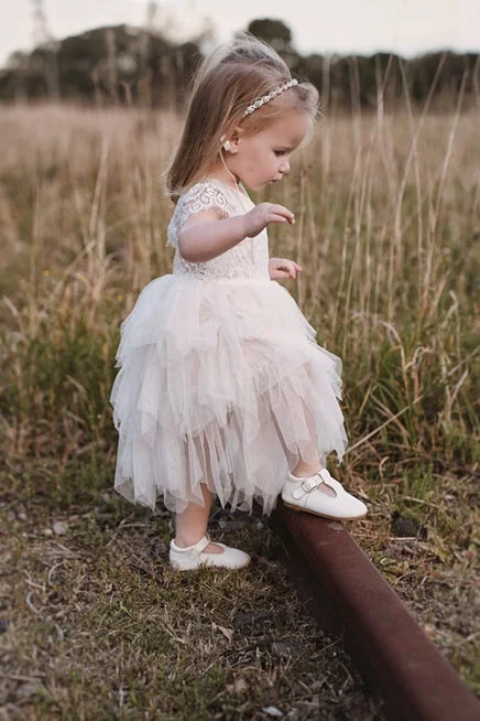 Felicity Capped Sleeve Ivory Girls Dress