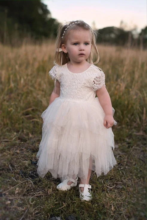 Felicity Capped Sleeve Ivory Girls Dress