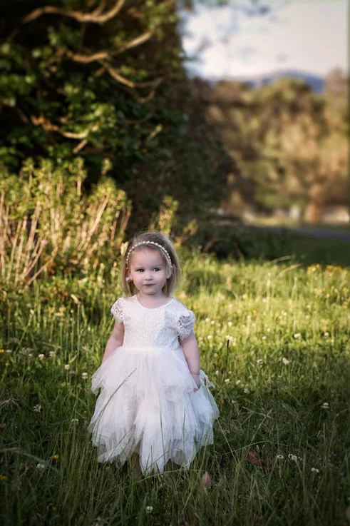 Felicity Capped Sleeve Ivory Girls Dress