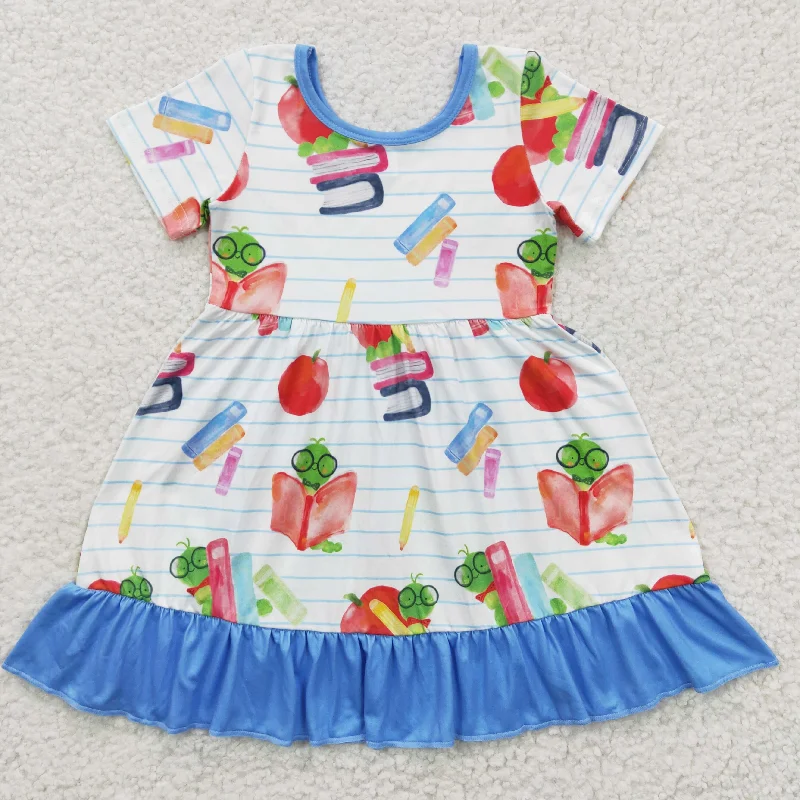 girls blue back-to-school dress GSD0333