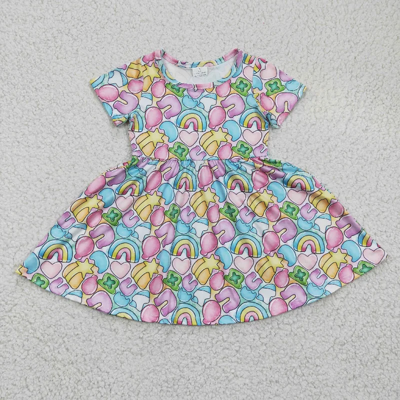 girls rainbow short sleeve Dress GSD0171