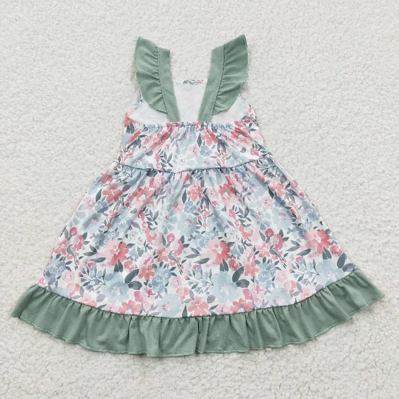 green floral sleeveless dress GSD0319