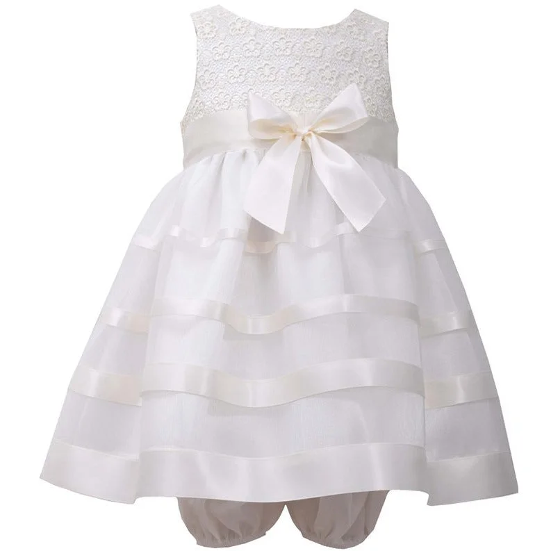 Bonnie Jean Girls Ivory Lace Ribbon Dress