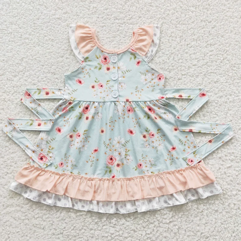 kids button-front floral dress GSD0308