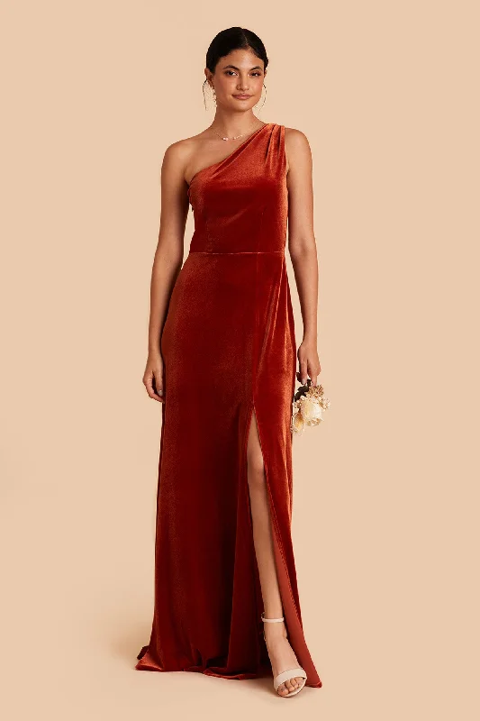 Kira Velvet Dress - Burnt Orange