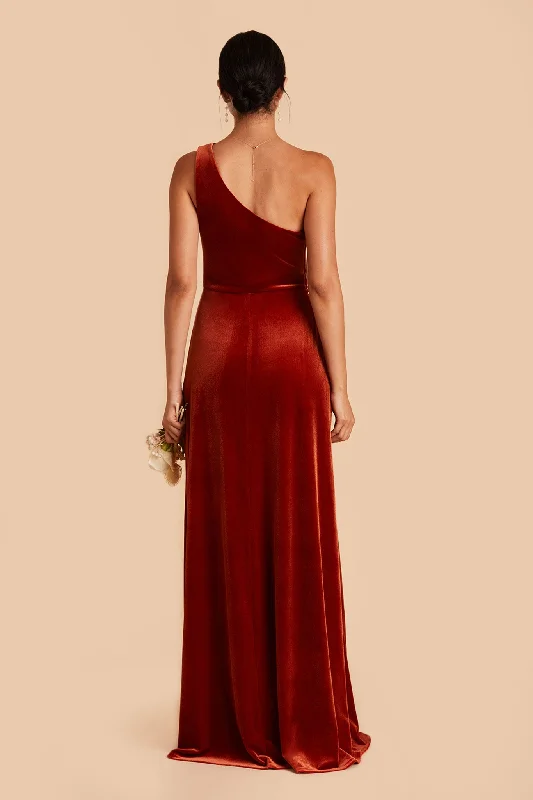 Kira Velvet Dress - Burnt Orange