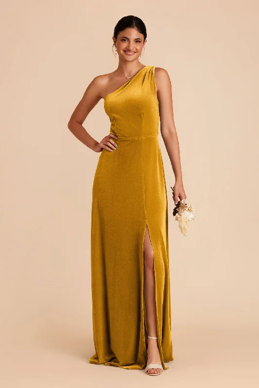 Kira Velvet Dress - Butterscotch