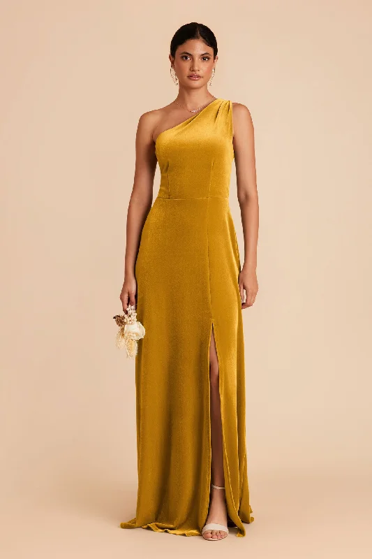 Kira Velvet Dress - Butterscotch