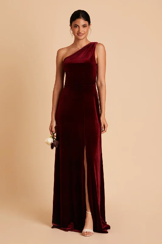 Kira Velvet Dress - Cabernet