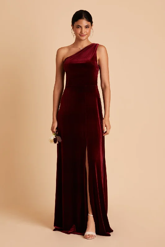 Kira Velvet Dress - Cabernet