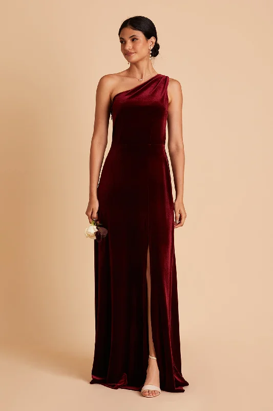 Kira Velvet Dress - Cabernet