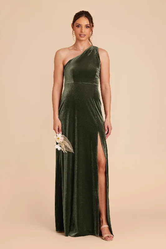 Kira Velvet Dress - Olive