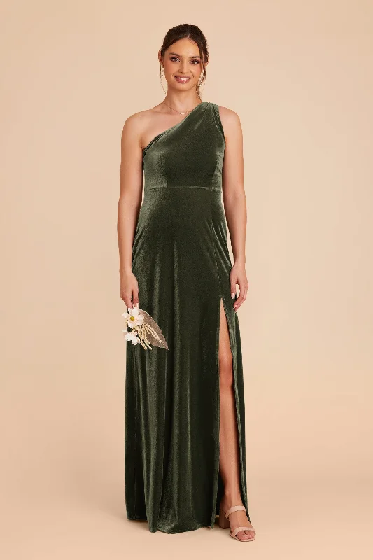 Kira Velvet Dress - Olive