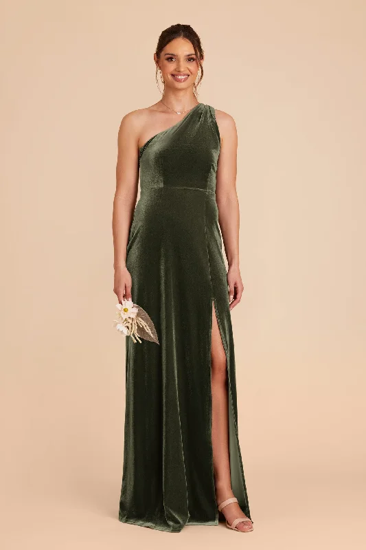 Kira Velvet Dress - Olive