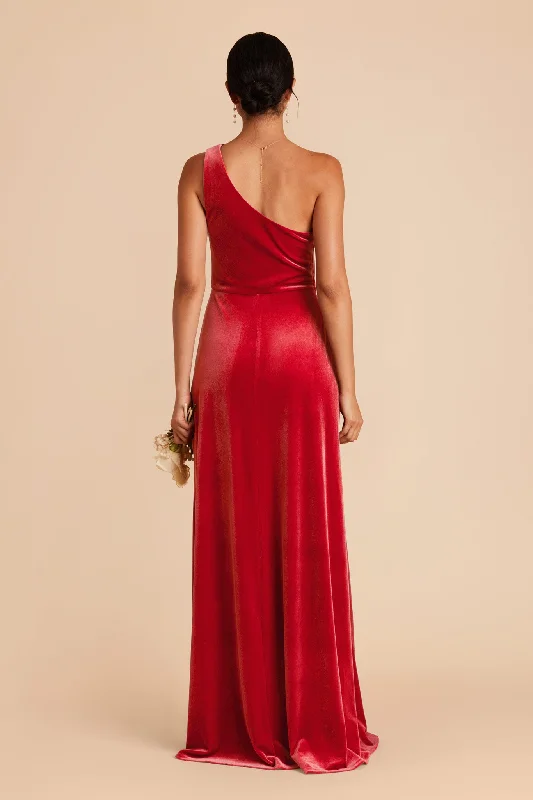 Kira Velvet Dress - Ruby Red