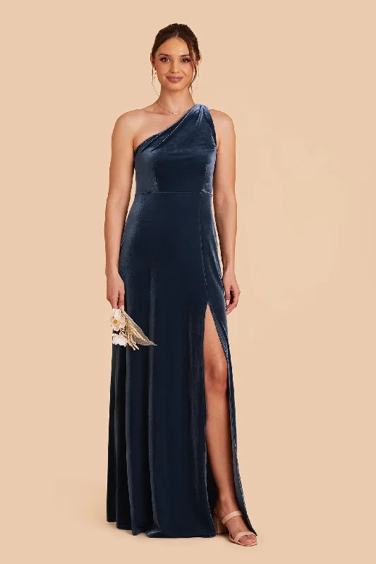 Kira Velvet Dress - Storm Blue