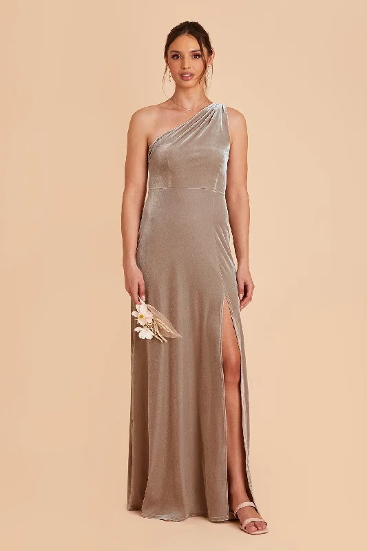 Kira Velvet Dress - Taupe