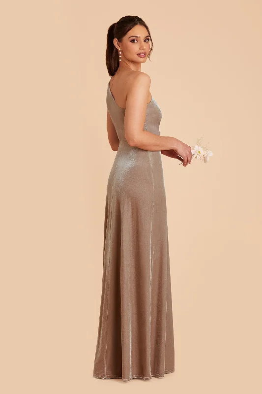 Kira Velvet Dress - Taupe