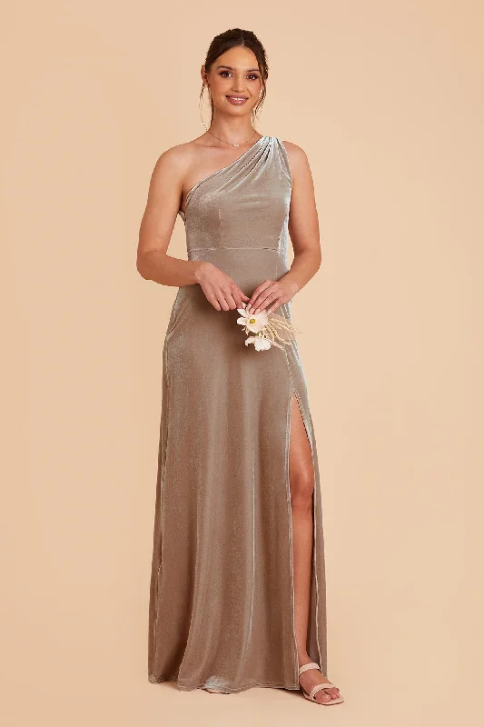 Kira Velvet Dress - Taupe