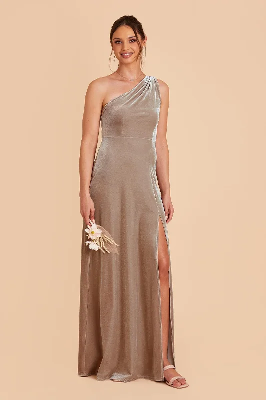 Kira Velvet Dress - Taupe