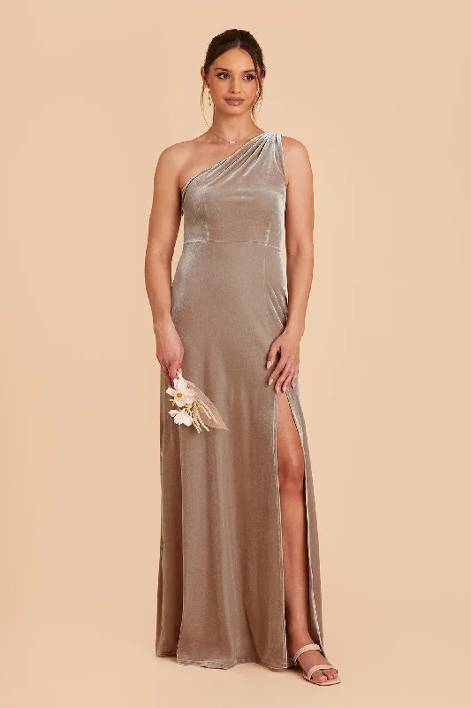 Kira Velvet Dress - Taupe