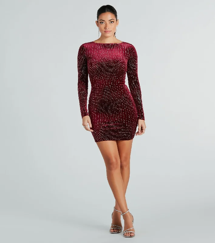 Luxe Energy Glitter Velvet Long Sleeve Mini Dress