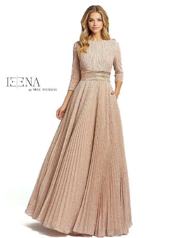 Rose Gold 16 Mac Duggal Long Sleeves Pleated Ball Gown Sale