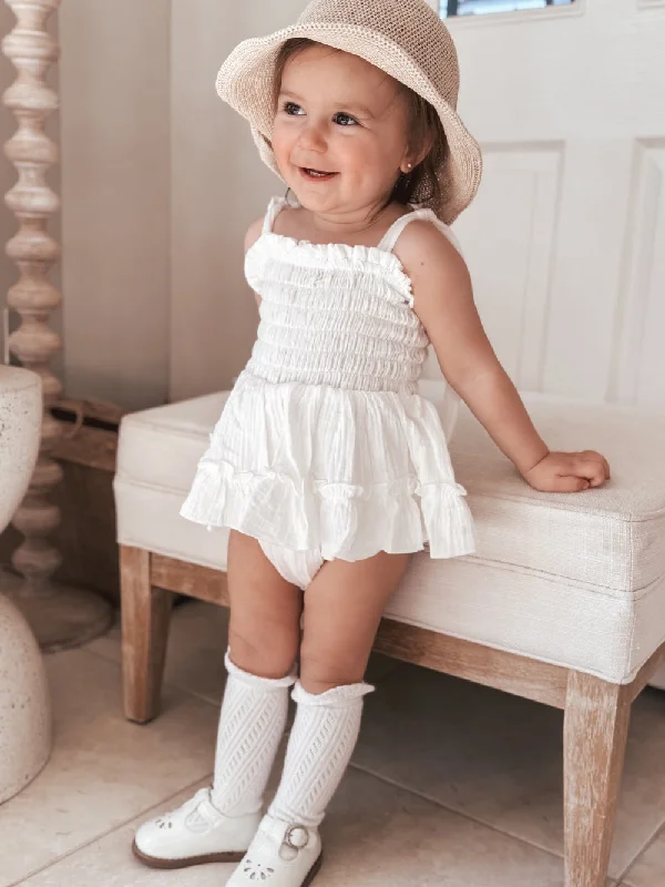 Maya White Muslin Baby Romper