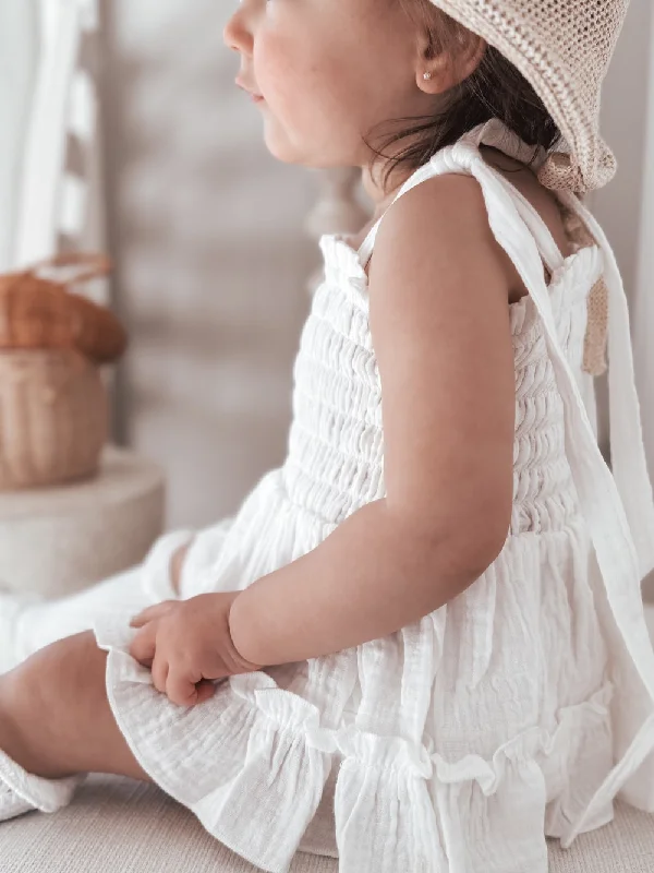 Maya White Muslin Baby Romper