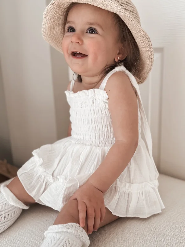 Maya White Muslin Baby Romper