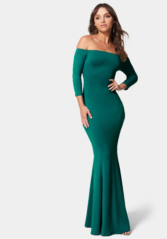 Off Shoulder Knit Mermaid Gown