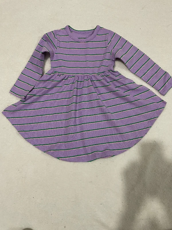 Purple 100% Cotton pink Stripe Long sleeve Dresses