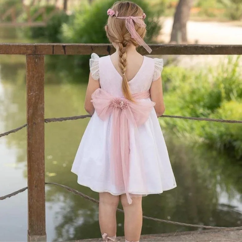 Pink and Ivory tulle dress - COCO AQUA-Flower at the waist not included.""